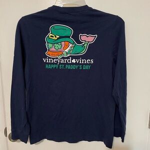 Vineyard Vines Long Sleeve “HAPPY ST. PADDY’s DAY Navy blue t shirt Leprechaun